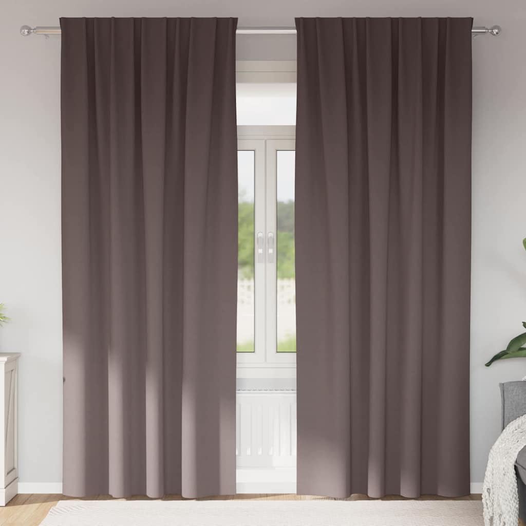 vidaXL Firany blackout z kółkami 2 pcs Ciemny brąz 245 x 140 cm
