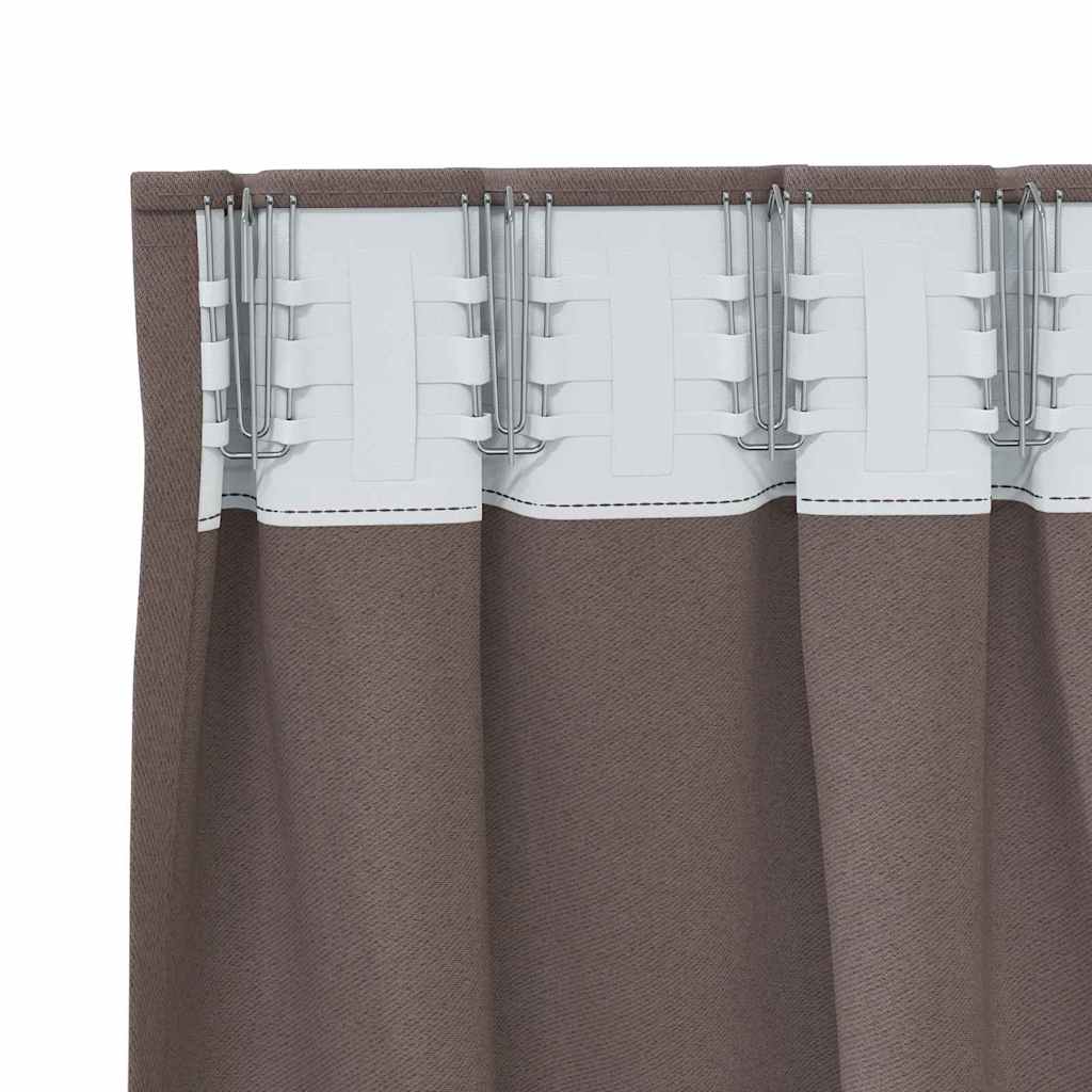 vidaXL Firany blackout z kółkami 2 pcs Ciemny brąz 260 x 140 cm