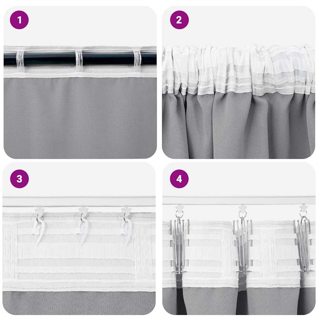 vidaXL Firany blackout z kółkami 2 pcs Jasnoszary 245 x 140 cm