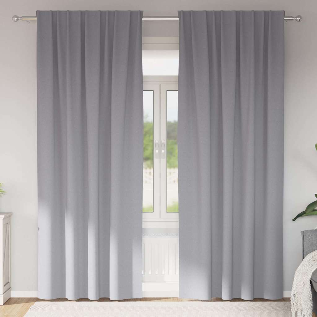 vidaXL Firany blackout z kółkami 2 pcs Jasnoszary 260 x 140 cm