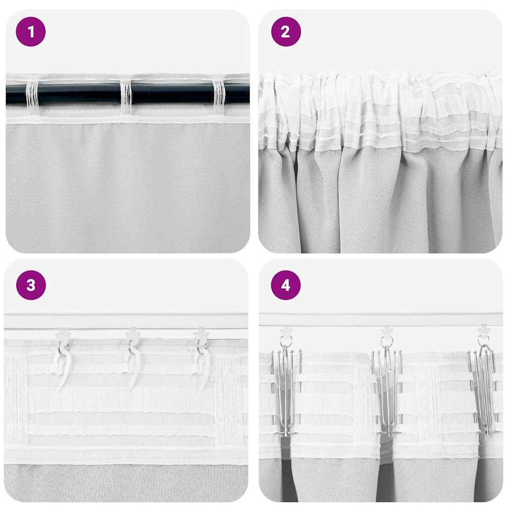 vidaXL Firany blackout z kółkami 2 pcs Jasnoszary 260 x 140 cm