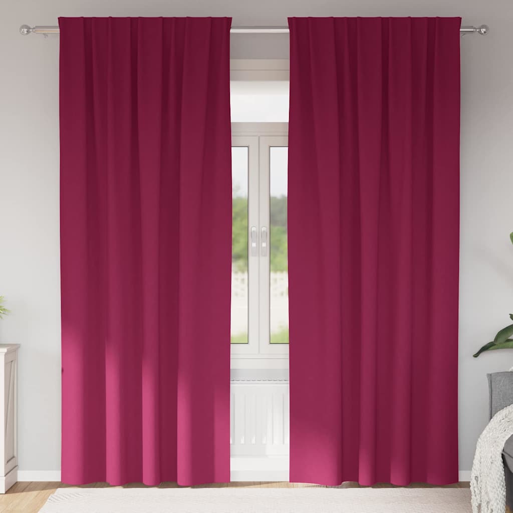 vidaXL Firany blackout z kółkami 2 pcs Czerwone wino 225 x 140 cm