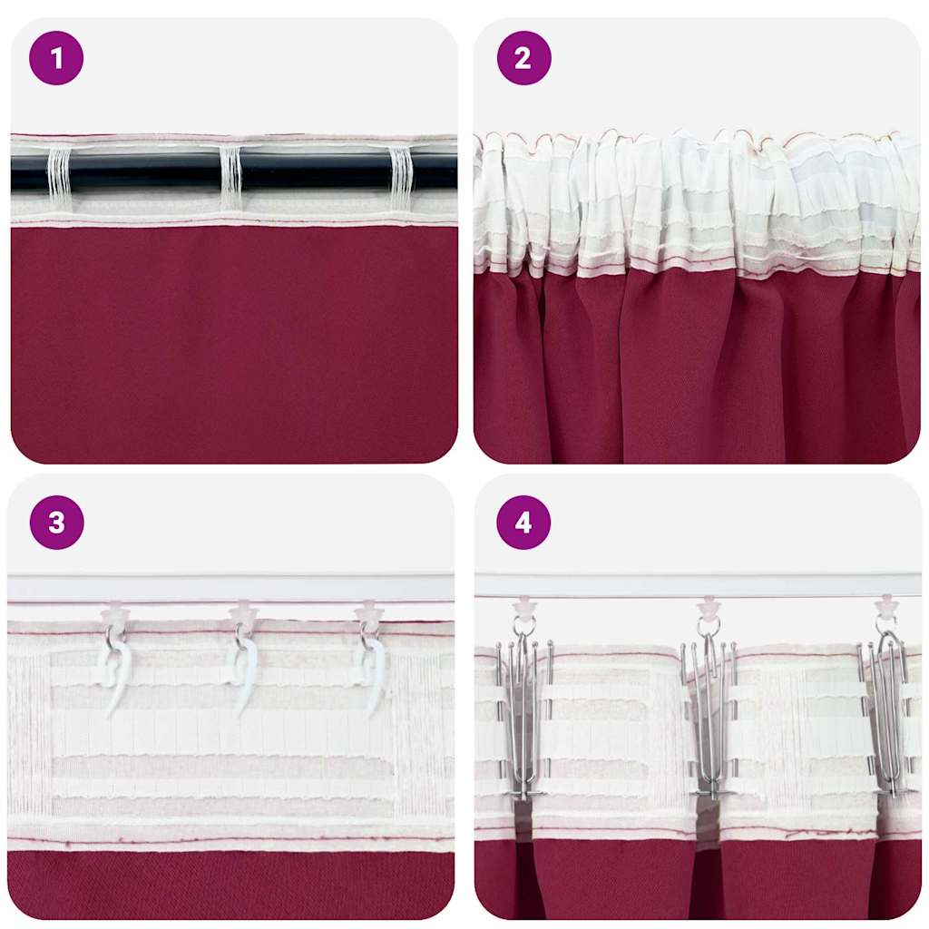 vidaXL Firany blackout z kółkami 2 pcs Czerwone wino 245 x 140 cm