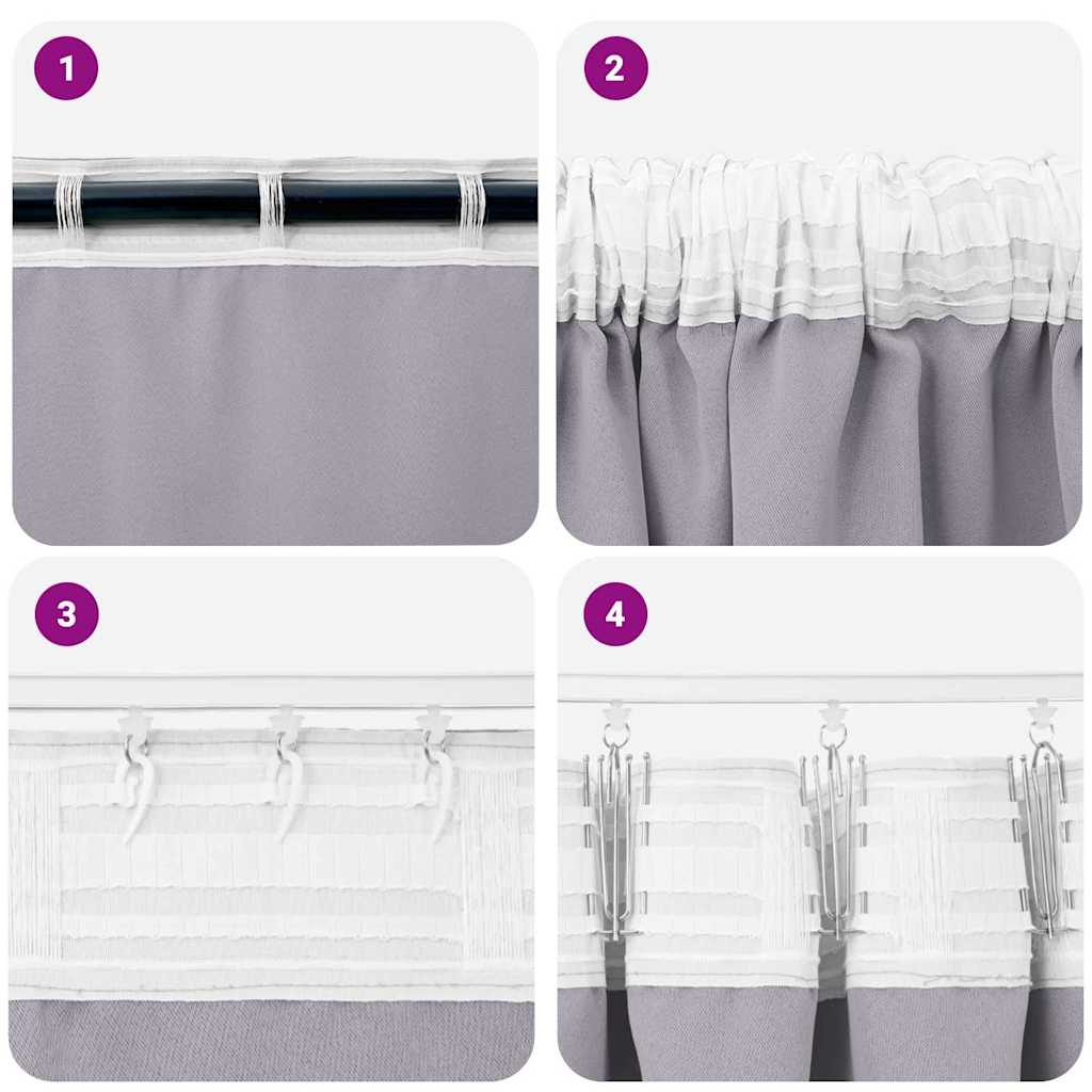 vidaXL Firany blackout z kółkami 2 pcs Metaliczny Szary 175 x 140 cm