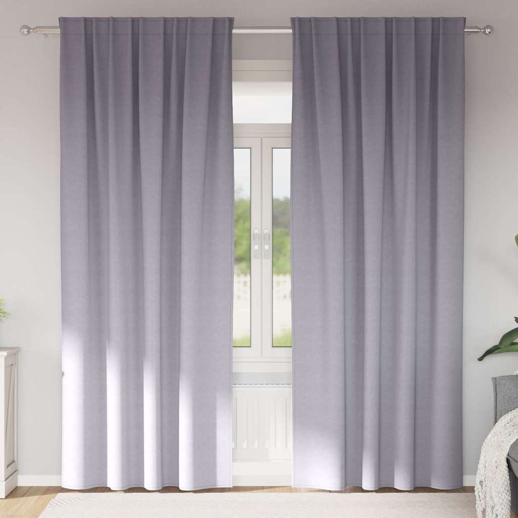 vidaXL Firany blackout z kółkami 2 pcs Metaliczny Szary 260 x 140 cm