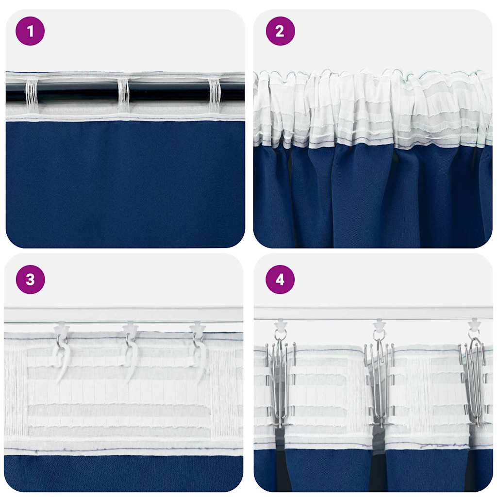 vidaXL Firany blackout z kółkami 2 pcs Ciemnoniebieski 260 x 140 cm