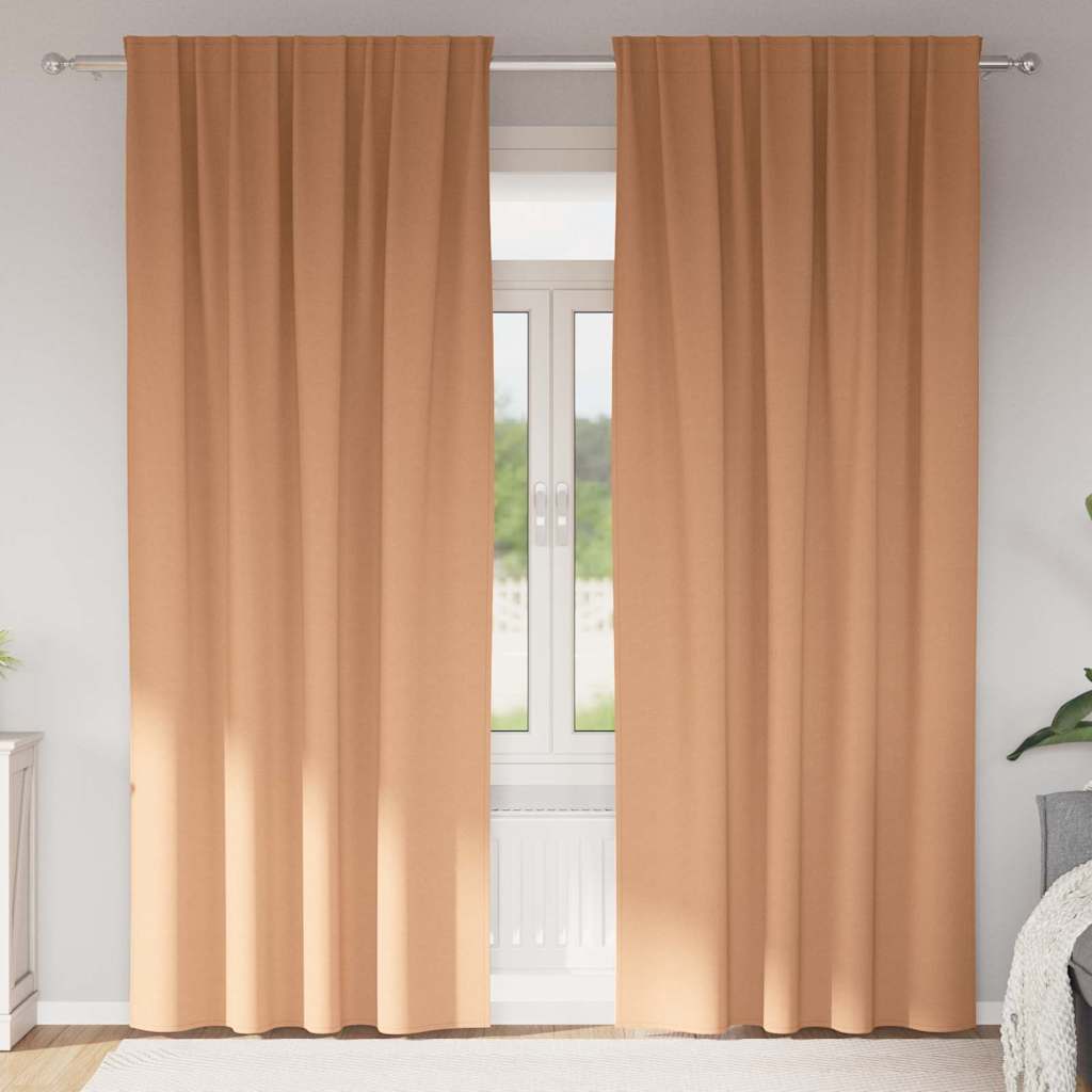 vidaXL Firany blackout z kółkami 2 pcs Jasny Brąz 260 x 140 cm