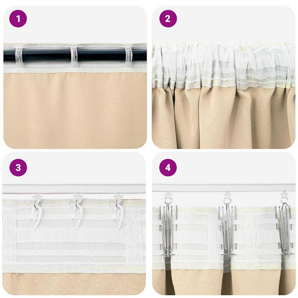 vidaXL Firany blackout z kółkami 2 pcs Kremowy 140 x 140 cm Poliester