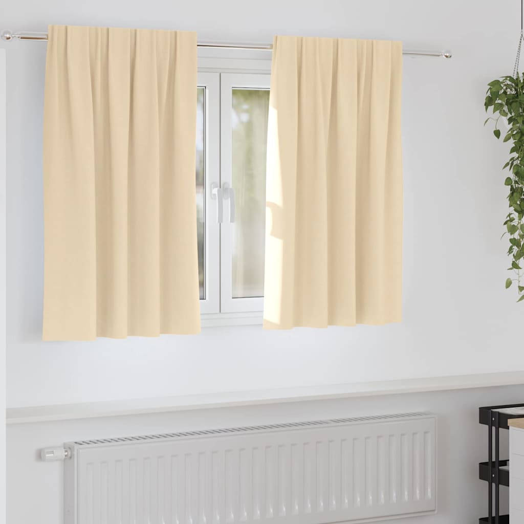 vidaXL Firany blackout z kółkami 2 pcs Kremowy 140 x 140 cm Poliester