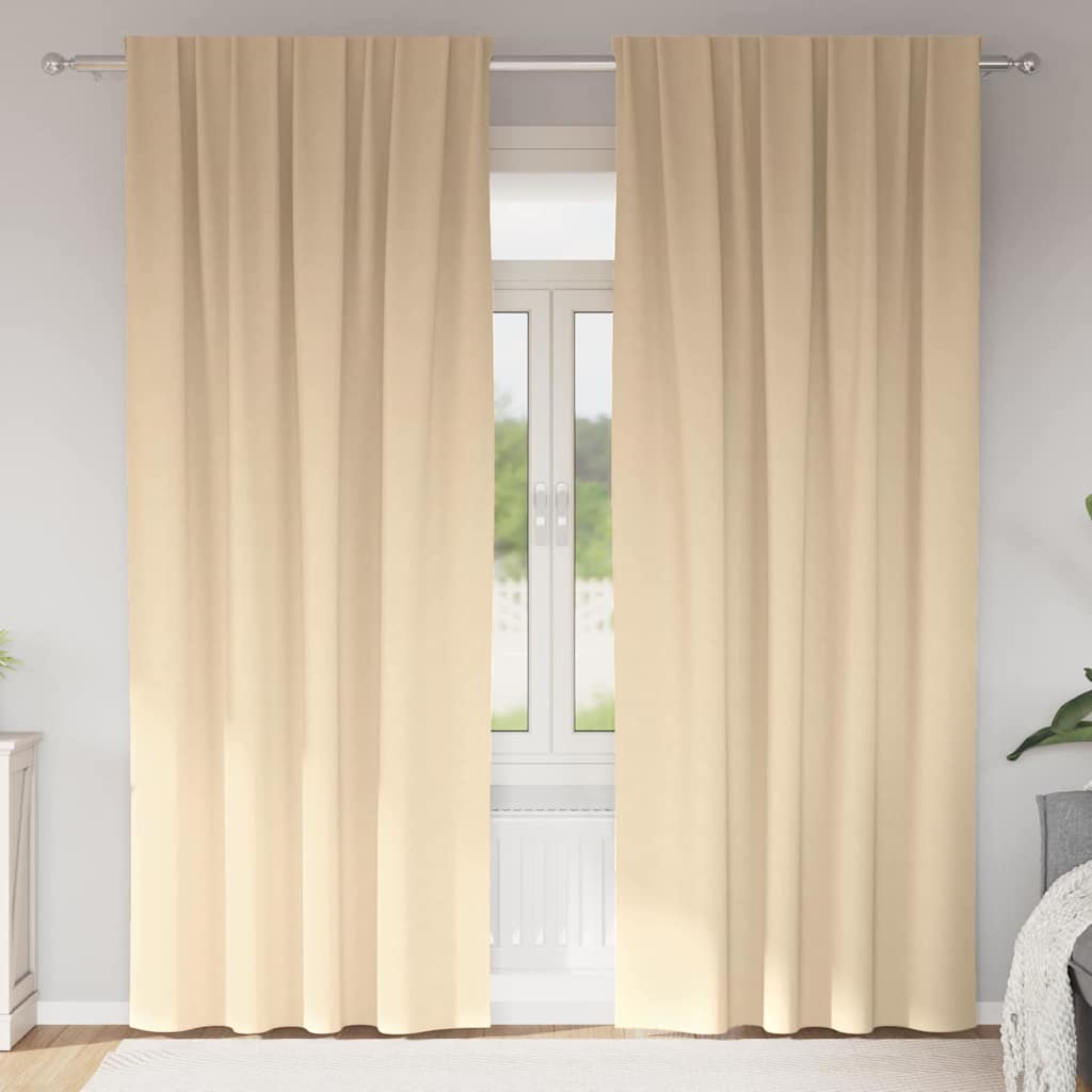 vidaXL Firany blackout z kółkami 2 pcs Kremowy 245 x 140 cm Poliester