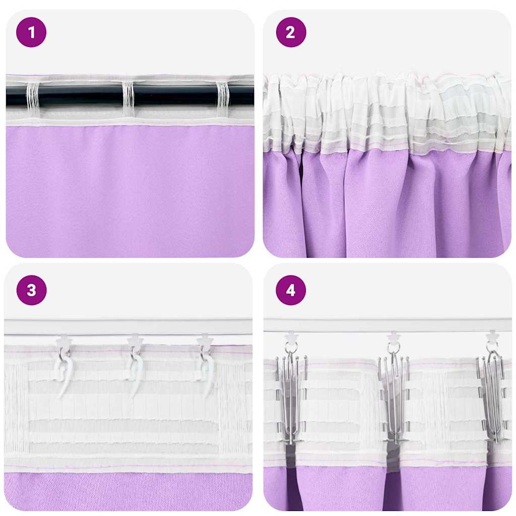 vidaXL Firany blackout z kółkami 2 pcs Fioletowy 260 x 140 cm
