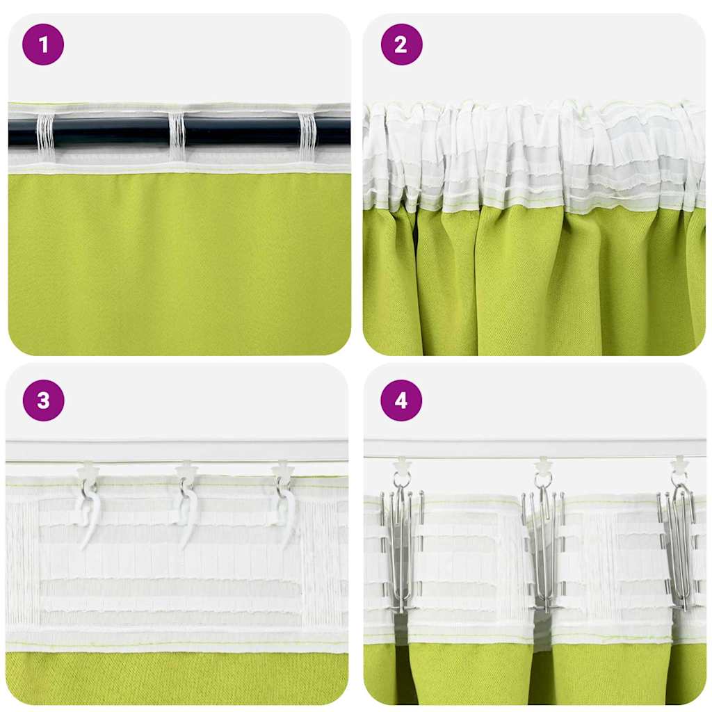 vidaXL Firany blackout z kółkami 2 pcs Zielony 260 x 140 cm Poliester