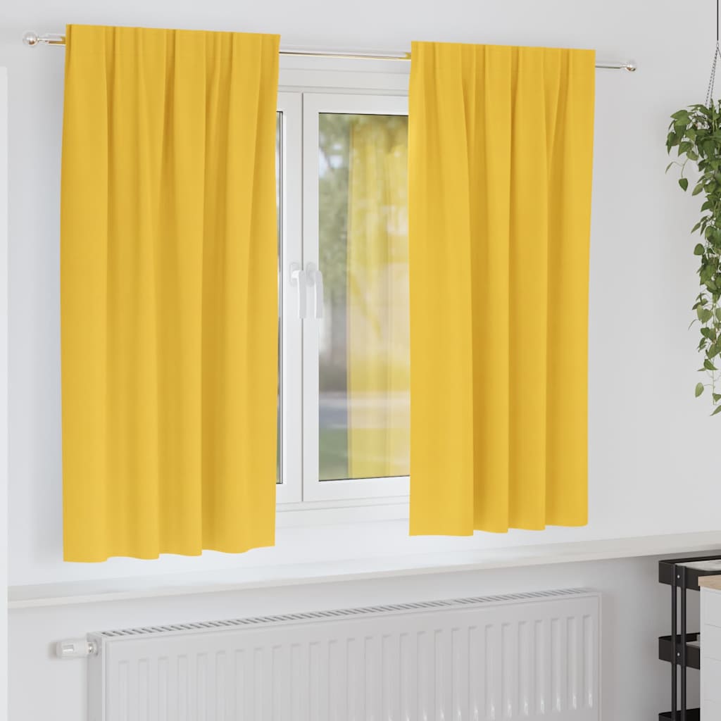 vidaXL Firany blackout z kółkami 2 pcs Musztardowy Żółty 175 x 140 cm
