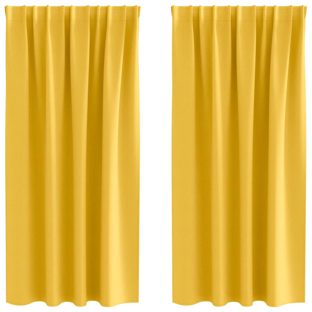 vidaXL Firany blackout z kółkami 2 pcs Musztardowy Żółty 175 x 140 cm