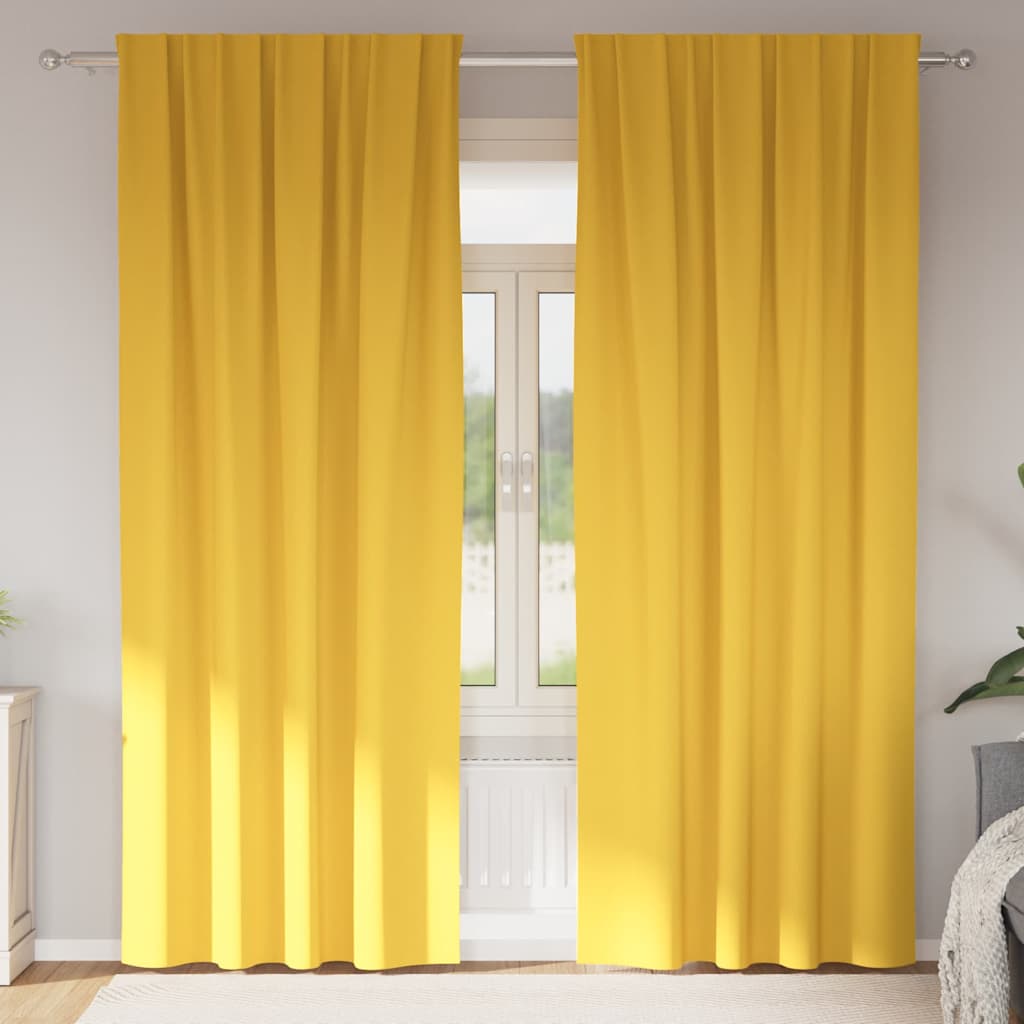 vidaXL Firany blackout z kółkami 2 pcs Musztardowy Żółty 225 x 140 cm