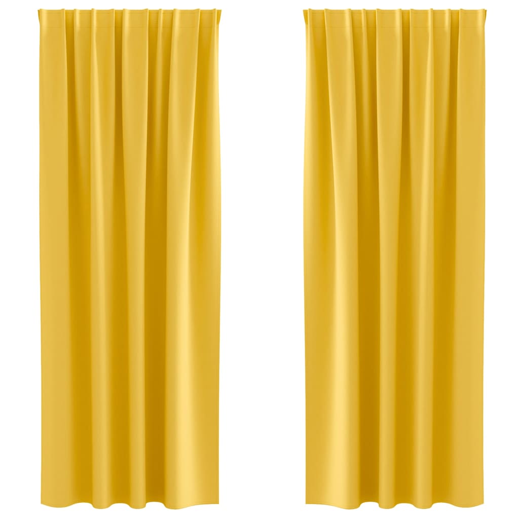 vidaXL Firany blackout z kółkami 2 pcs Musztardowy Żółty 225 x 140 cm