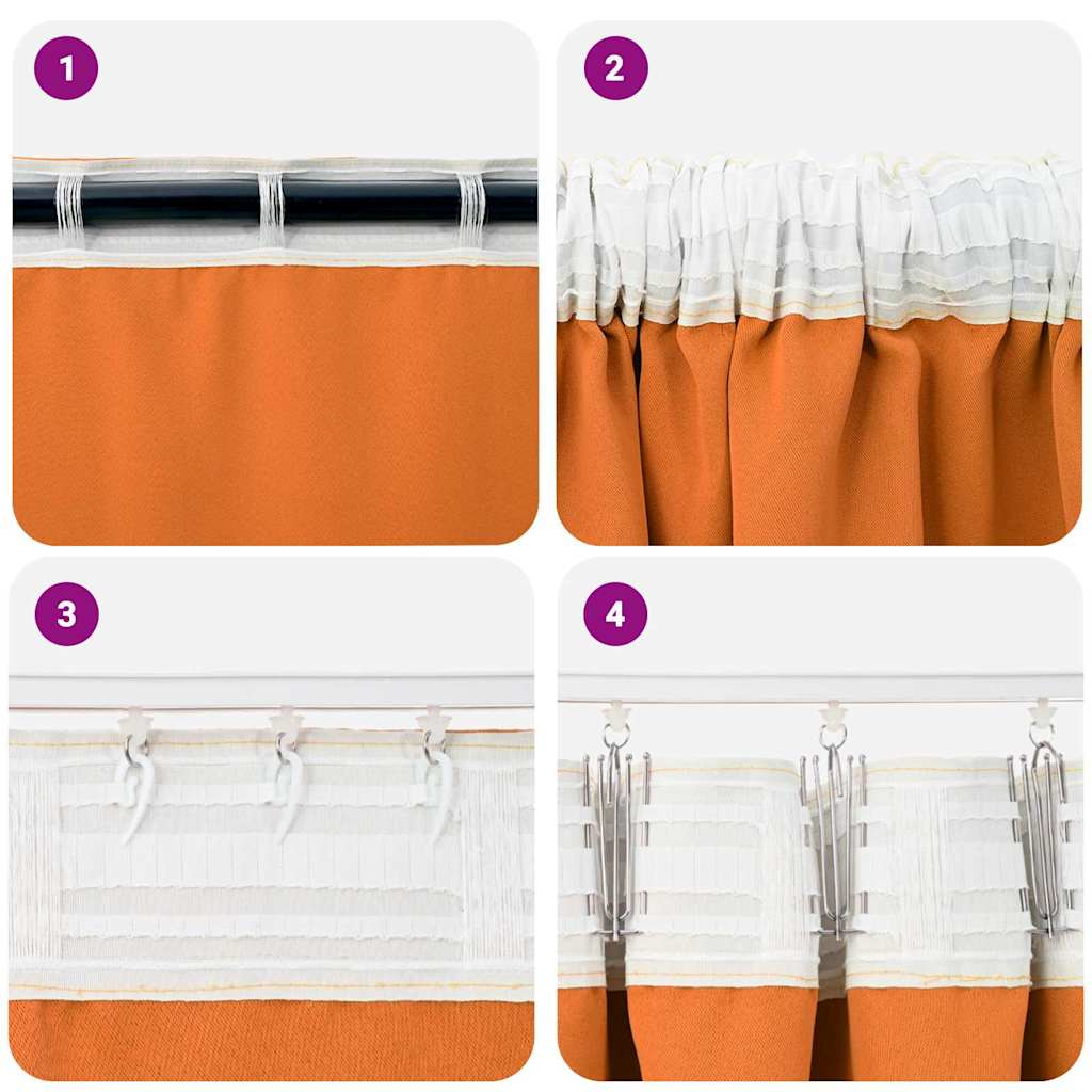 vidaXL Firany blackout z kółkami 2 pcs Jasnopomarańczowy 260 x 140 cm