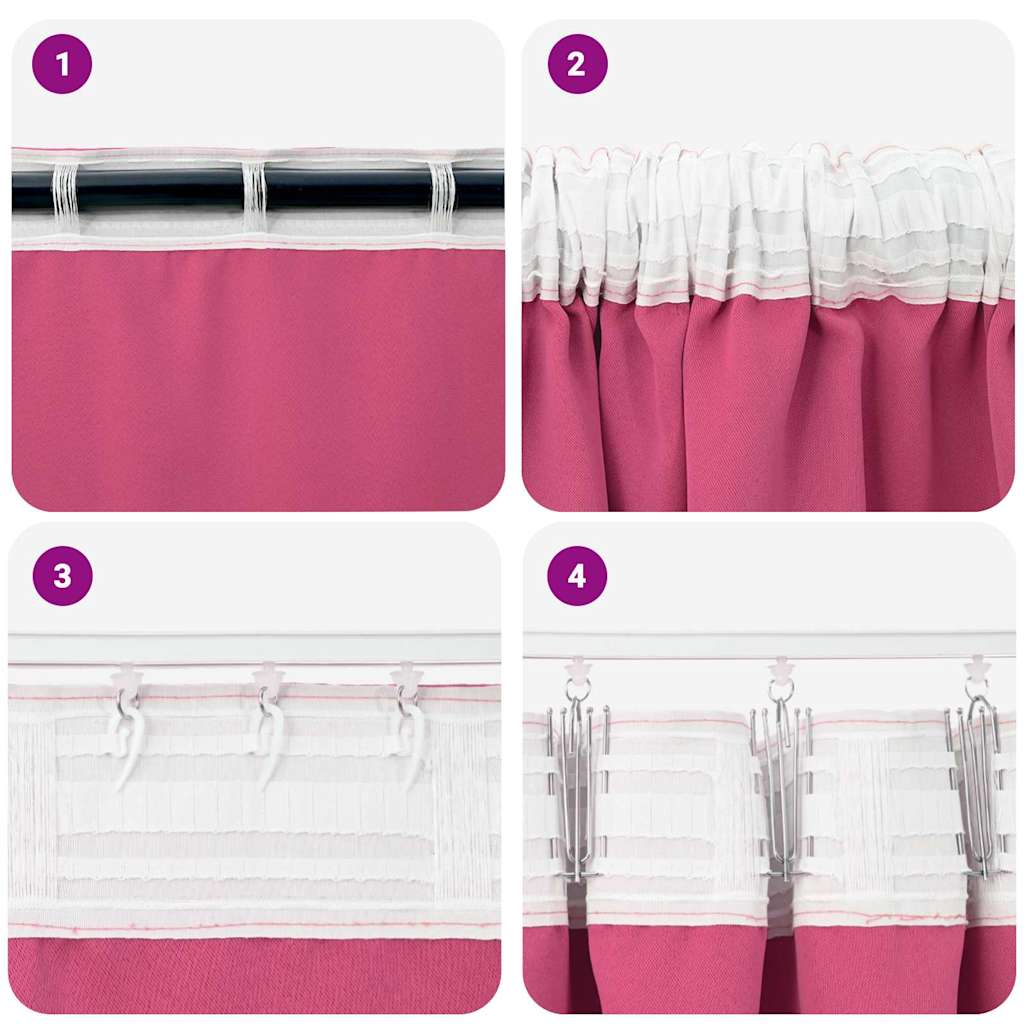 vidaXL Firany blackout z kółkami 2 pcs Jasnoróżowy 140 x 140 cm
