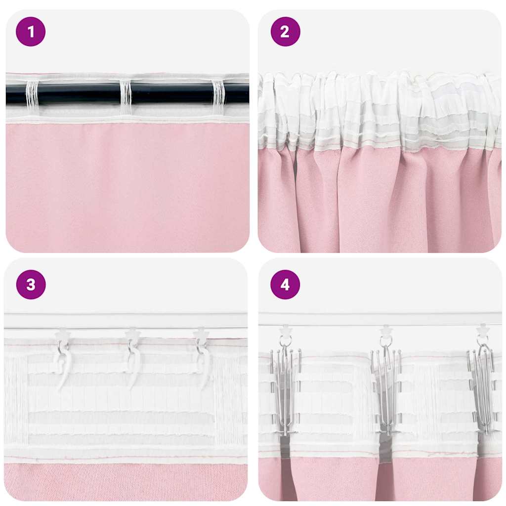 vidaXL Firany blackout z kółkami 2 pcs Dziecięcy róż 140 x 140 cm