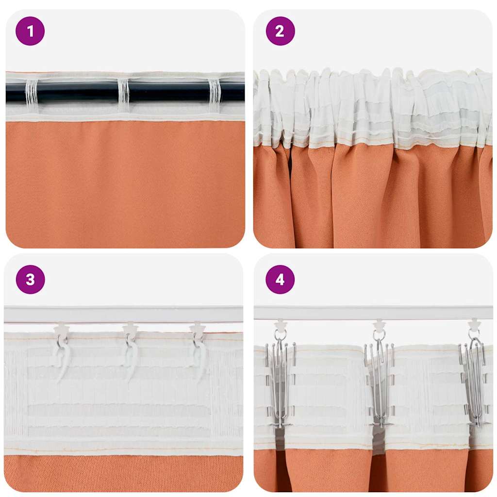 vidaXL Firany blackout z kółkami 2 pcs terakota 260 x 140 cm Poliester