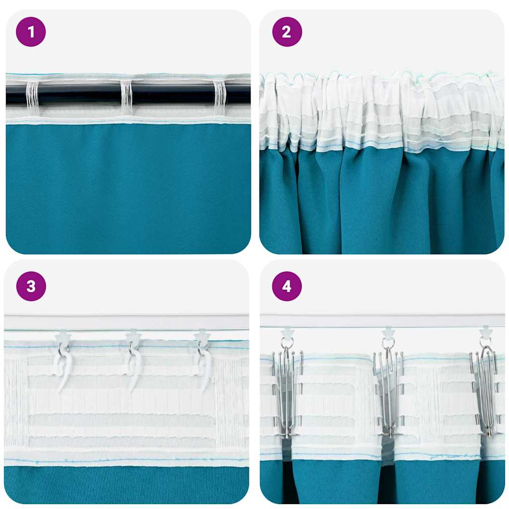 vidaXL Firany blackout z kółkami 2 pcs Turkusowy 245 x 140 cm