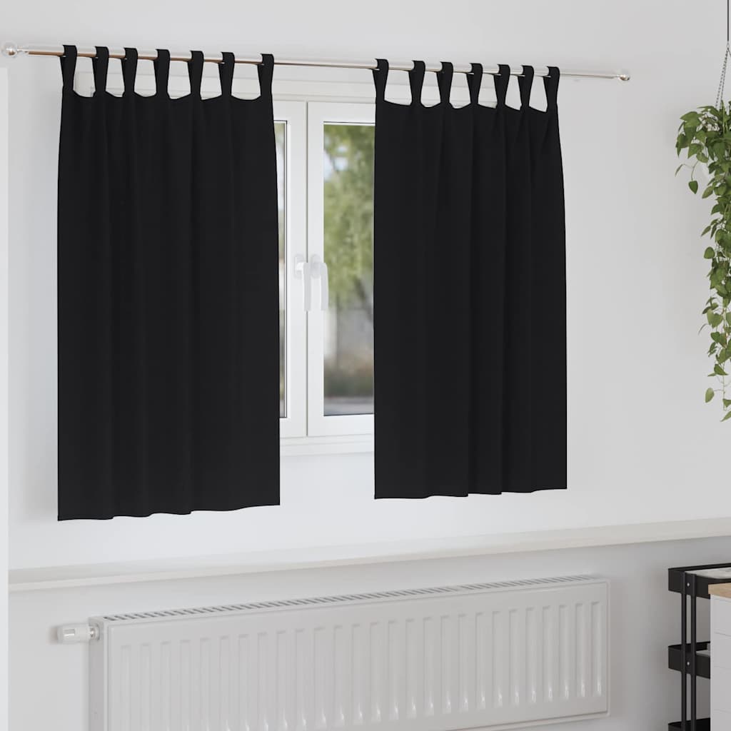 vidaXL Firany blackout z kółkami 2 pcs Czarny 140 x 140 cm Poliester