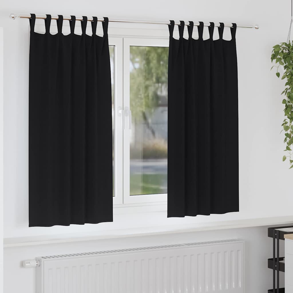 vidaXL Firany blackout z kółkami 2 pcs Czarny 175 x 140 cm Poliester