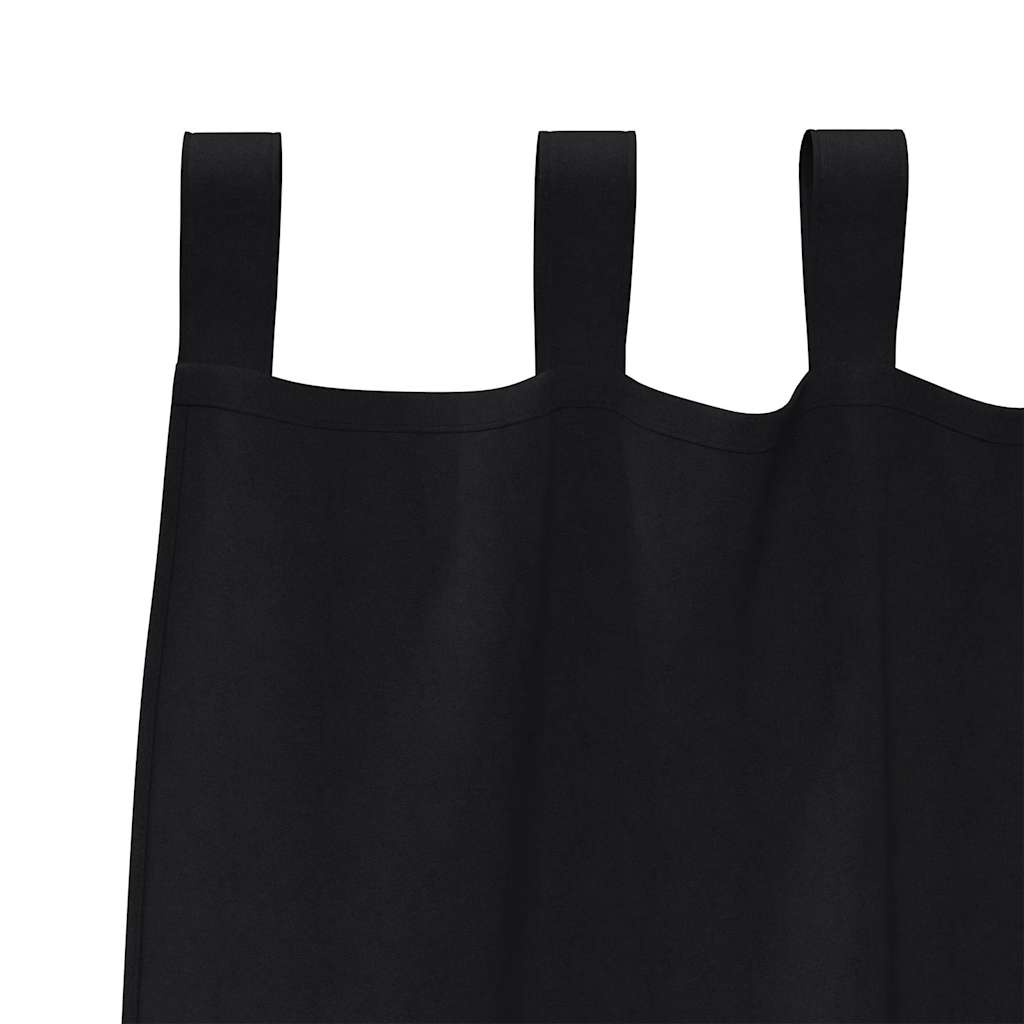 vidaXL Firany blackout z kółkami 2 pcs Czarny 225 x 140 cm Poliester