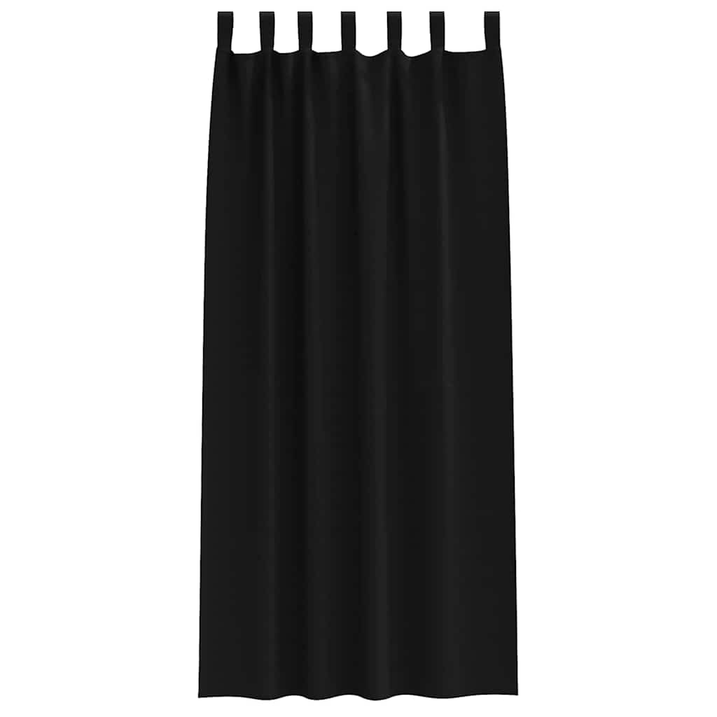 vidaXL Firany blackout z kółkami 2 pcs Czarny 225 x 140 cm Poliester