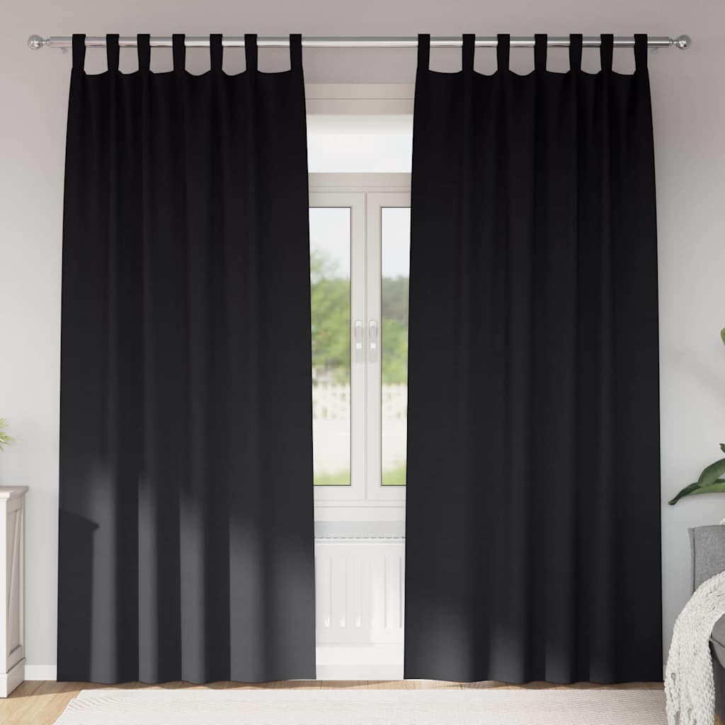 vidaXL Firany blackout z kółkami 2 pcs Czarny 260 x 140 cm Poliester