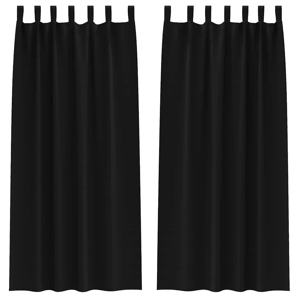 vidaXL Firany blackout z kółkami 2 pcs Czarny 260 x 140 cm Poliester