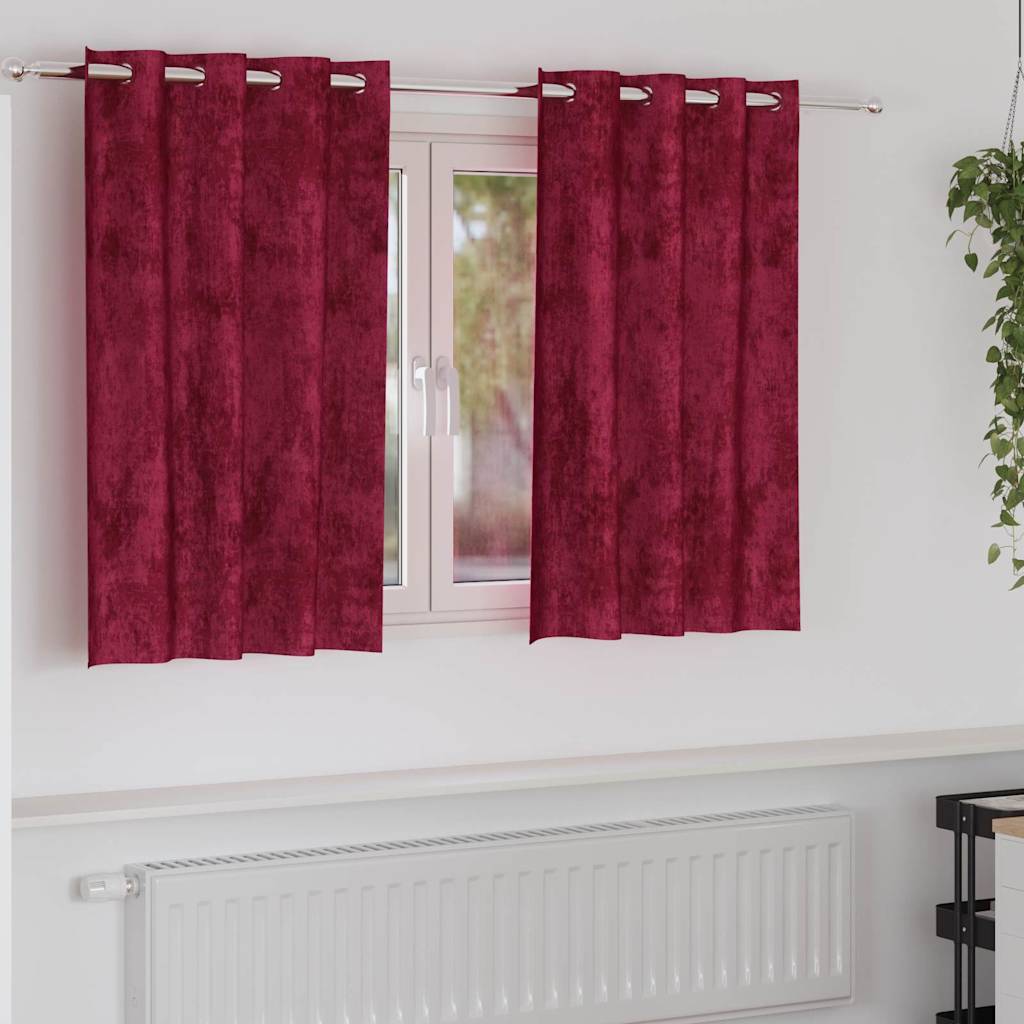 vidaXL Zasłony z weluru 2 pcs Czerwone wino 140 x 140 cm Aksamit