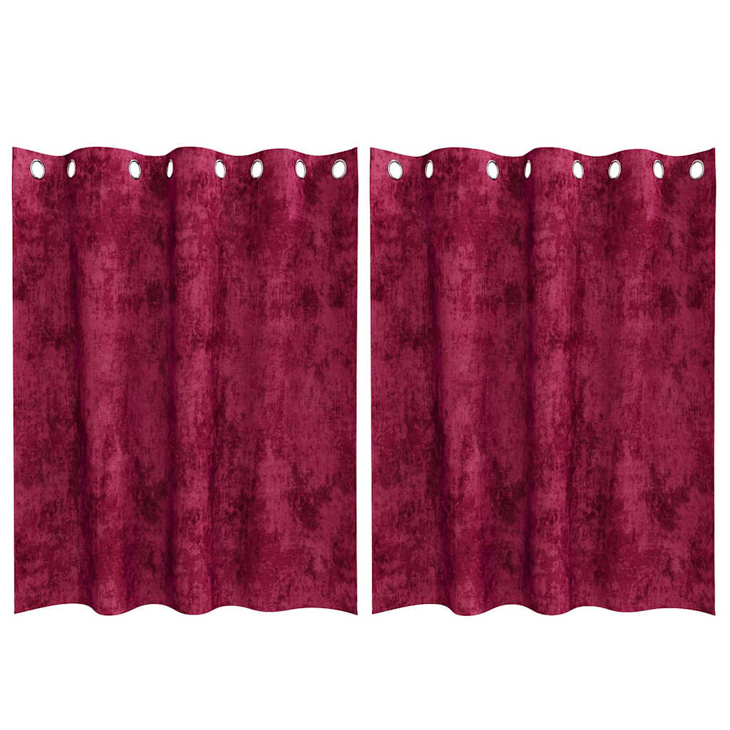 vidaXL Zasłony z weluru 2 pcs Czerwone wino 140 x 140 cm Aksamit