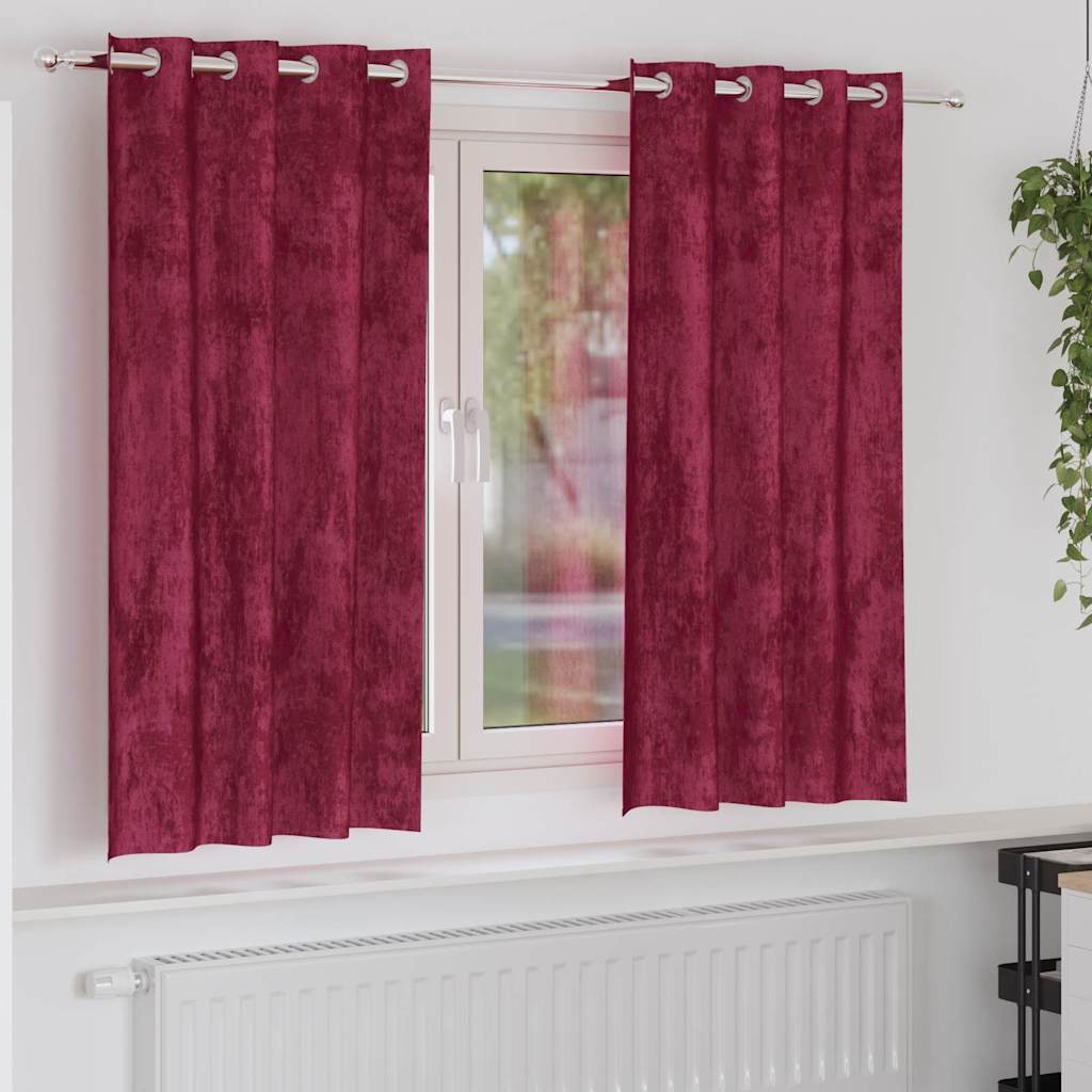 vidaXL Zasłony z weluru 2 pcs Czerwone wino 175 x 140 cm Aksamit