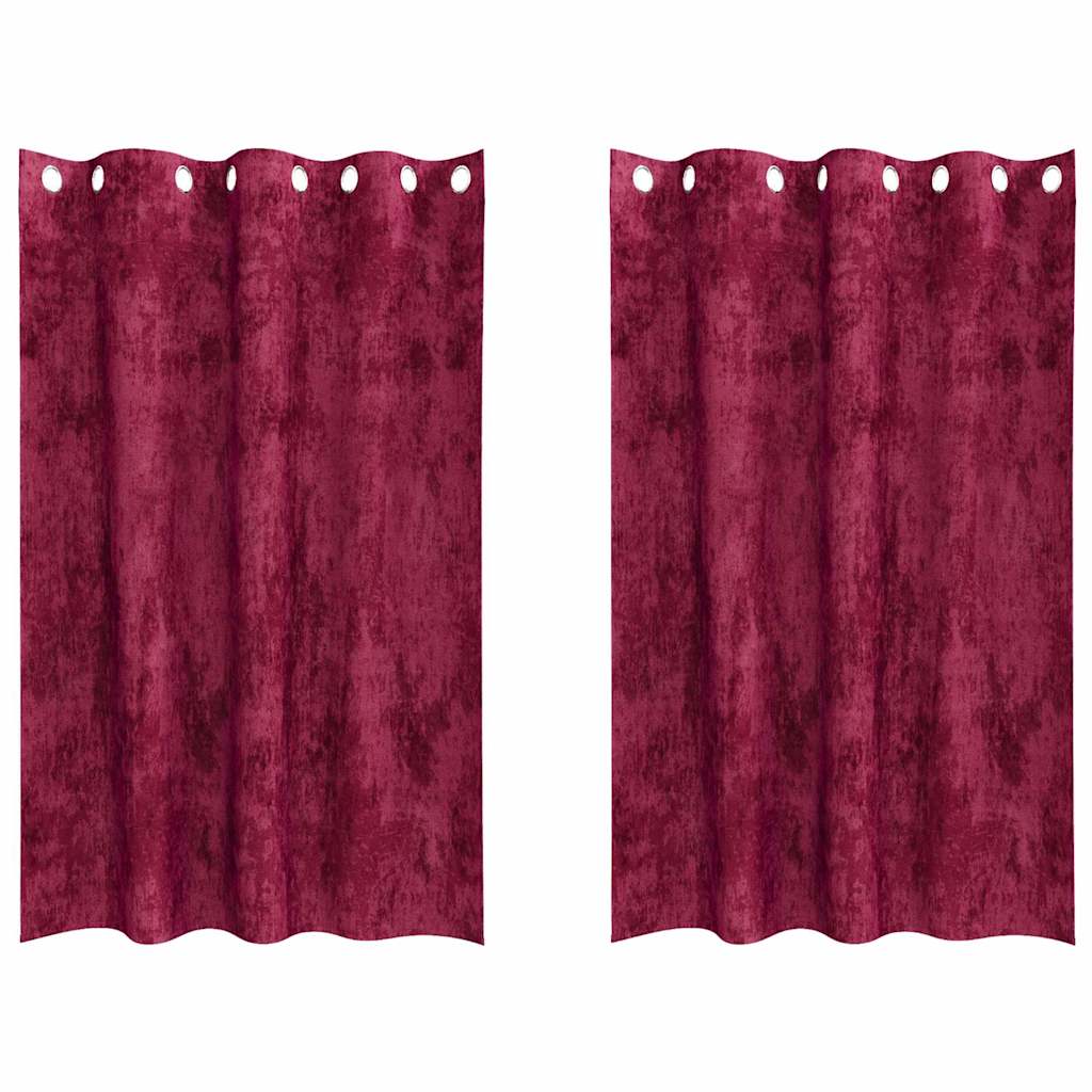 vidaXL Zasłony z weluru 2 pcs Czerwone wino 175 x 140 cm Aksamit