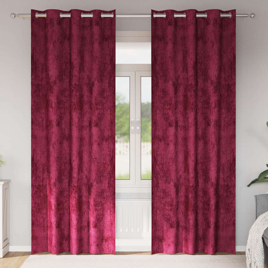 vidaXL Zasłony z weluru 2 pcs czerwone wino 225 x 140 cm Aksamit