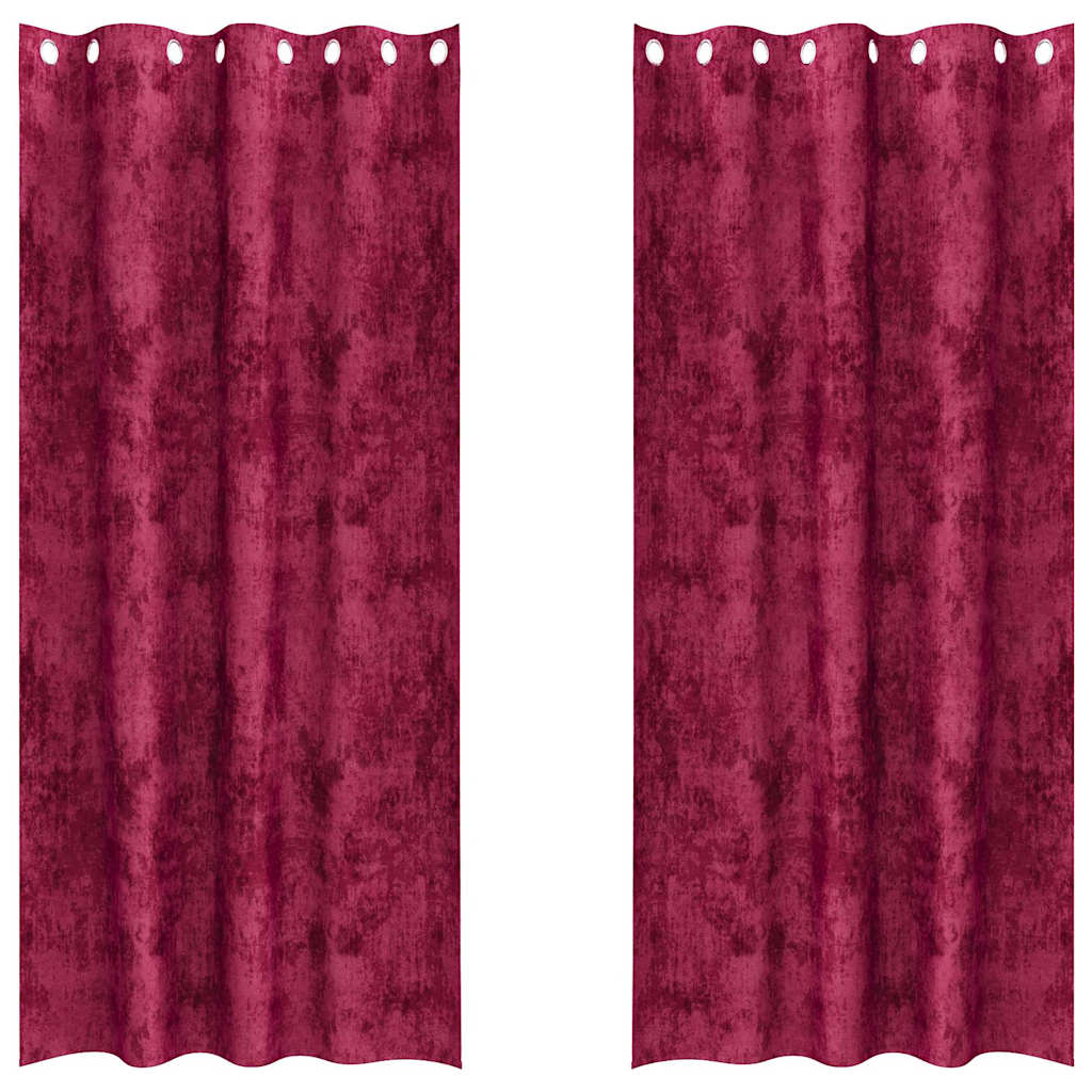 vidaXL Zasłony z weluru 2 pcs czerwone wino 245 x 140 cm Aksamit
