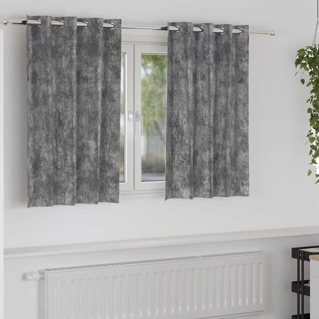 vidaXL Zasłony z weluru z zasłonami 2 pcs Szary 140 x 140 cm Aksamit