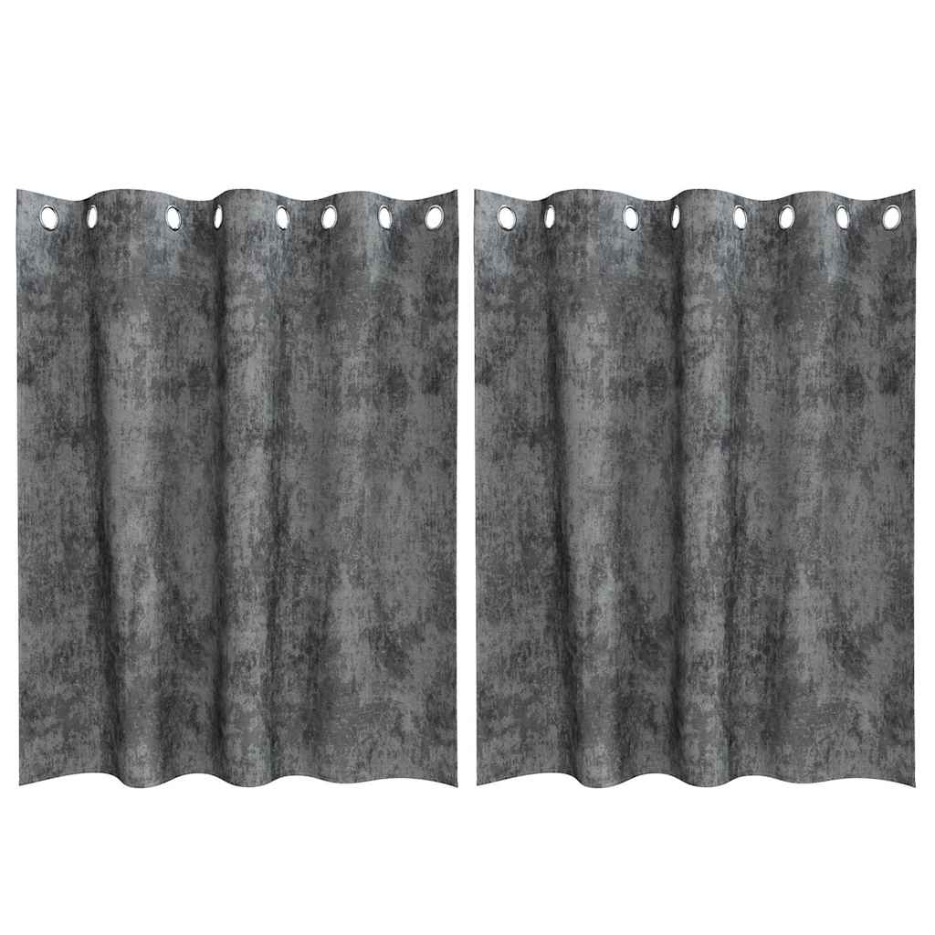 vidaXL Zasłony z weluru z zasłonami 2 pcs Szary 140 x 140 cm Aksamit