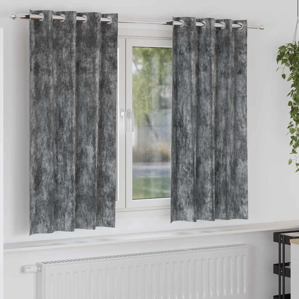 vidaXL Zasłony z weluru z zasłonami 2 pcs Szary 175 x 140 cm Aksamit
