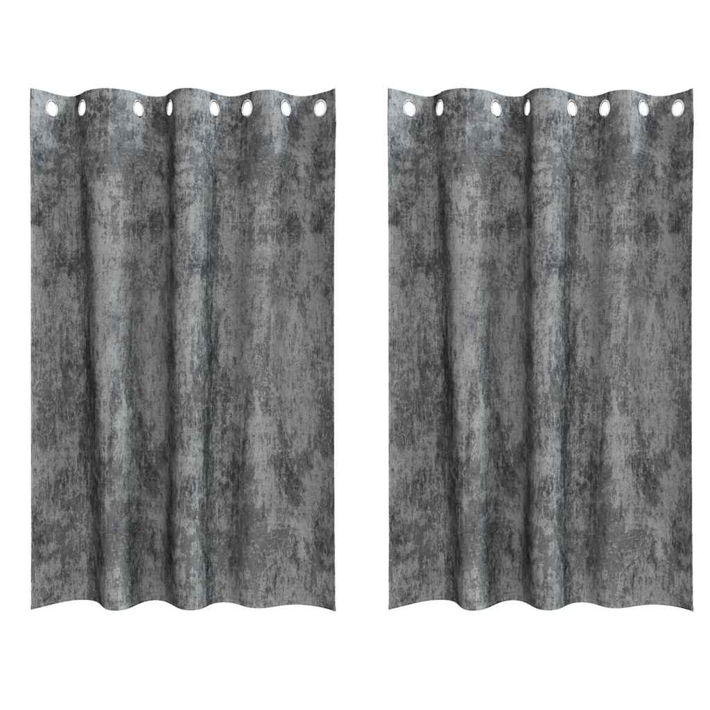 vidaXL Zasłony z weluru z zasłonami 2 pcs Szary 175 x 140 cm Aksamit