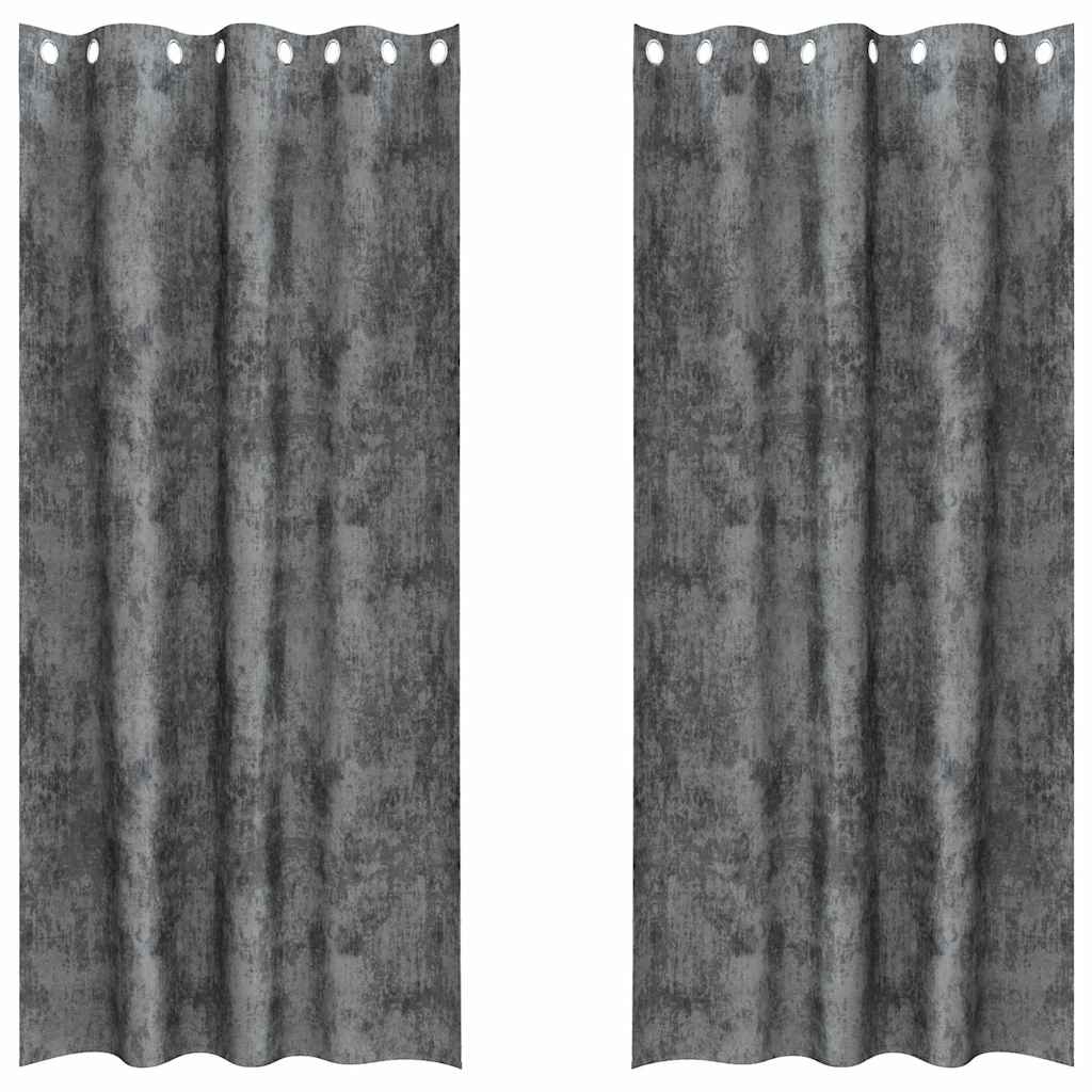 vidaXL Zasłony z weluru z zasłonami 2 pcs Szary 260 x 140 cm Aksamit