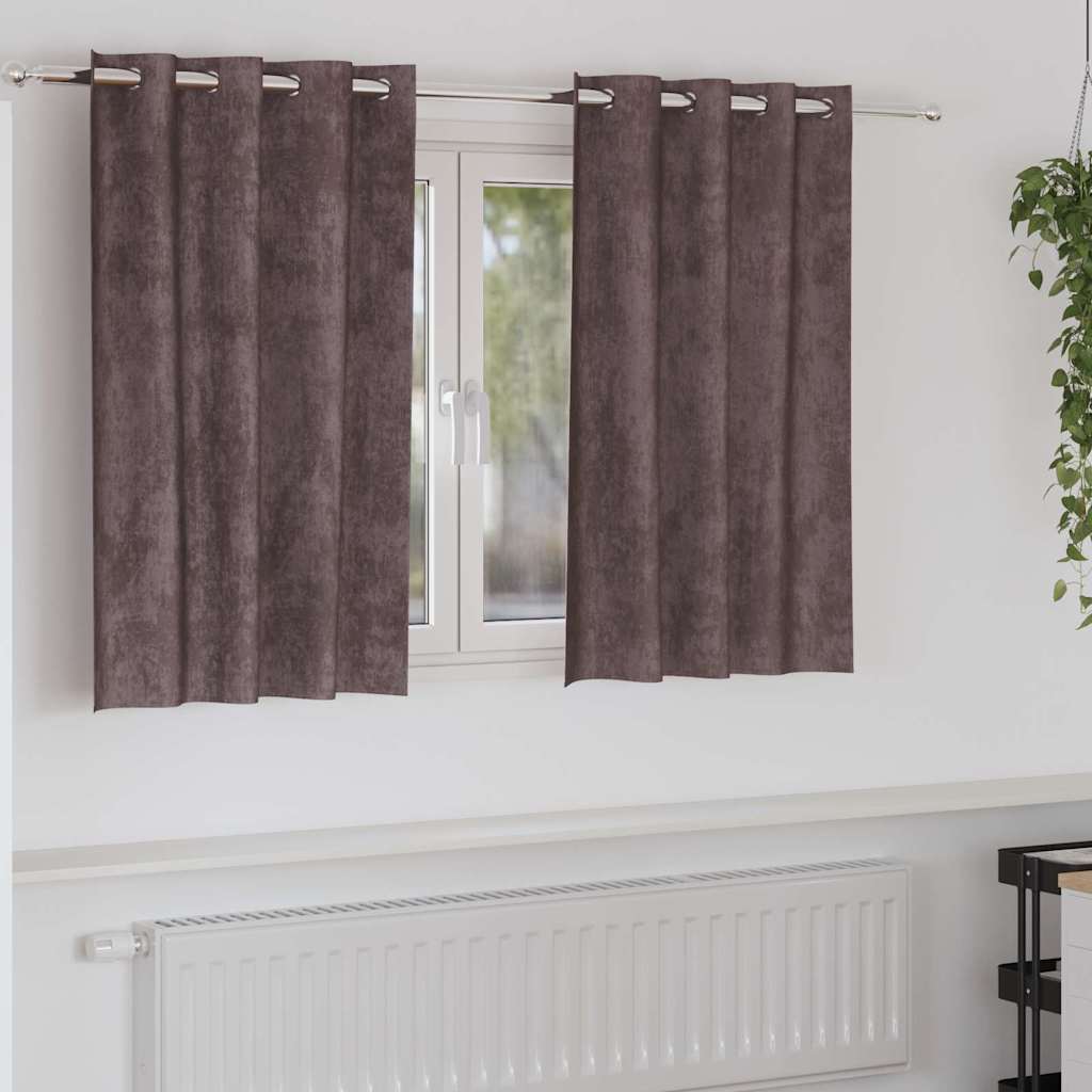 vidaXL Zasłony z weluru z zasłonami 2 pcs Brązowy 140 x 140 cm Aksamit