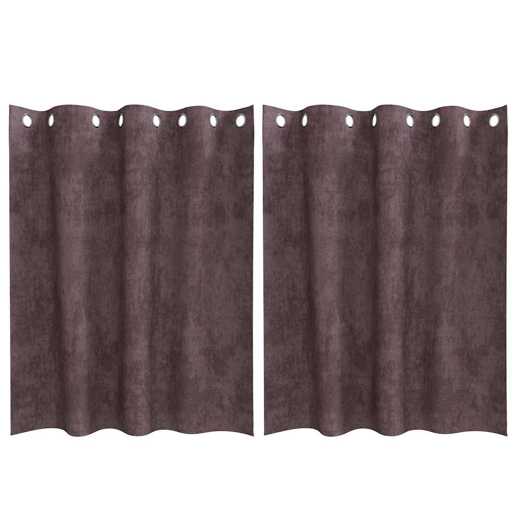 vidaXL Zasłony z weluru z zasłonami 2 pcs Brązowy 140 x 140 cm Aksamit