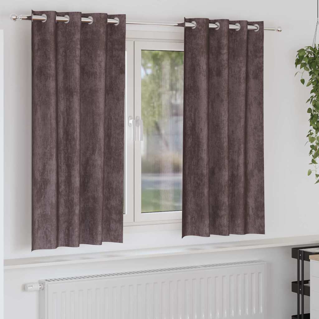 vidaXL Zasłony z weluru z zasłonami 2 pcs Brązowy 175 x 140 cm Aksamit