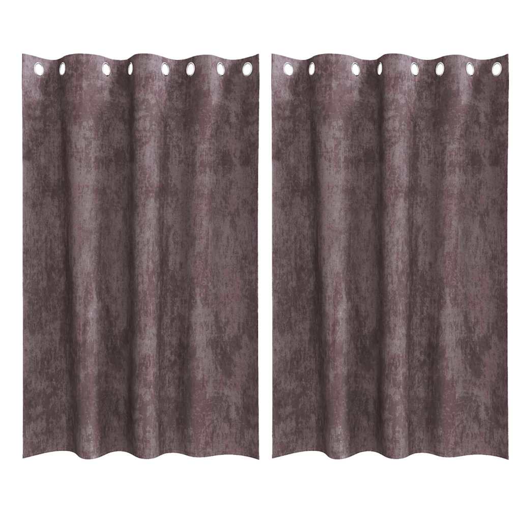 vidaXL Zasłony z weluru z zasłonami 2 pcs Brązowy 175 x 140 cm Aksamit