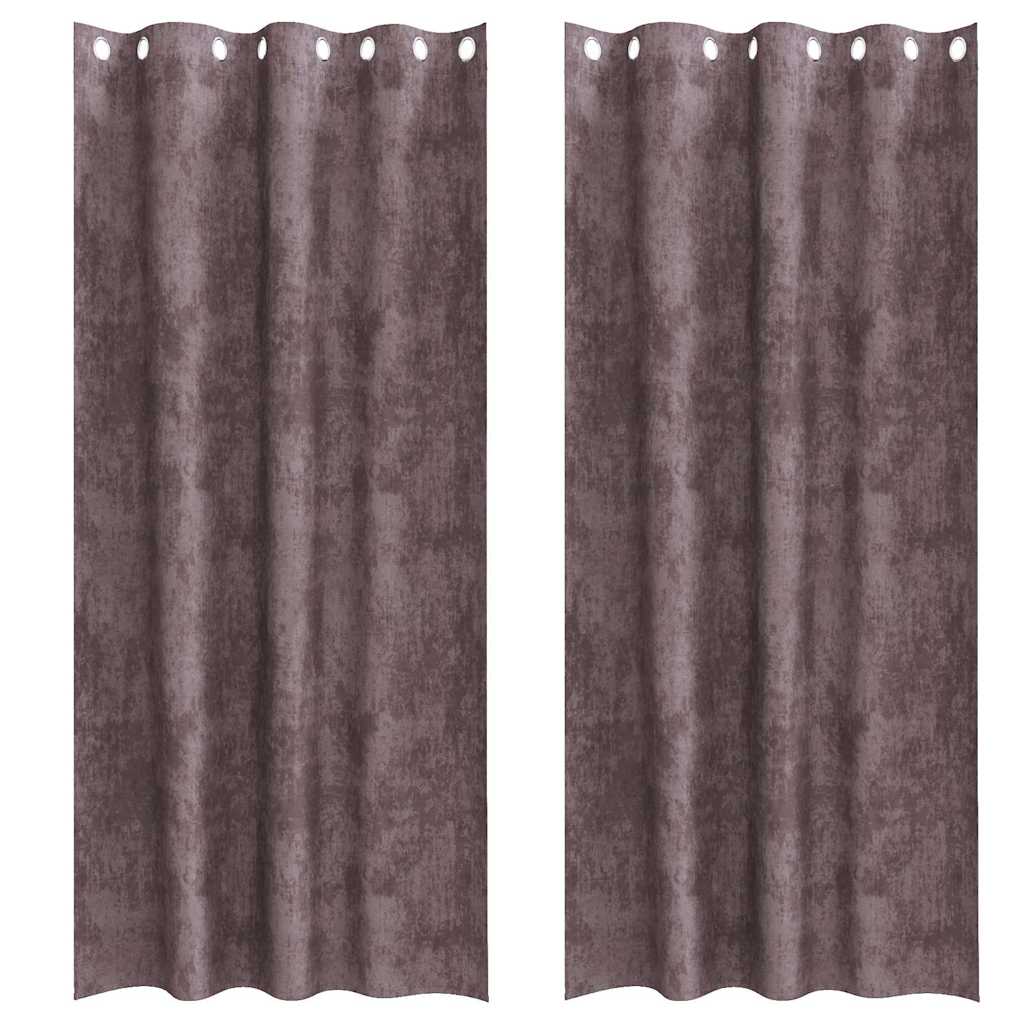 vidaXL Zasłony z weluru z zasłonami 2 pcs Brązowy 245 x 140 cm Aksamit