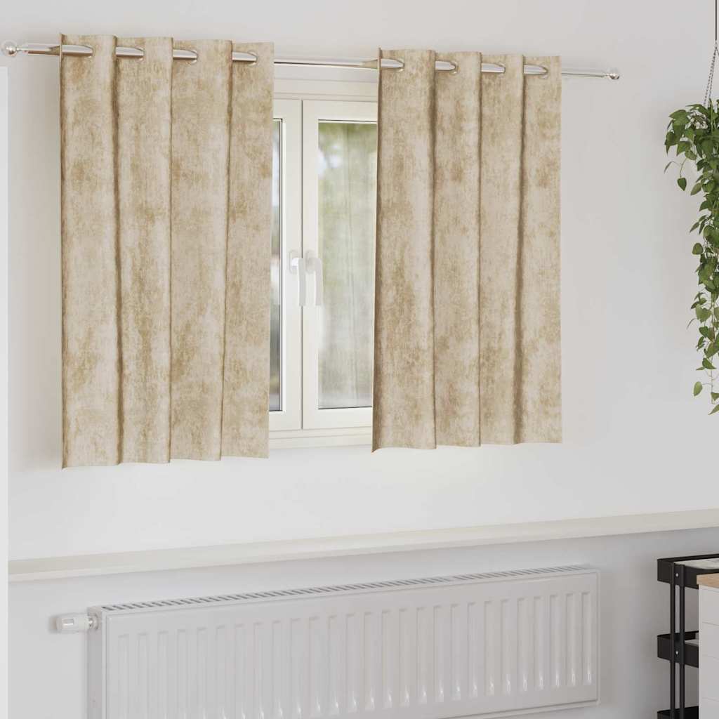 vidaXL Zasłony z weluru z zasłonami 2 pcs Kremowy 140 x 140 cm Aksamit