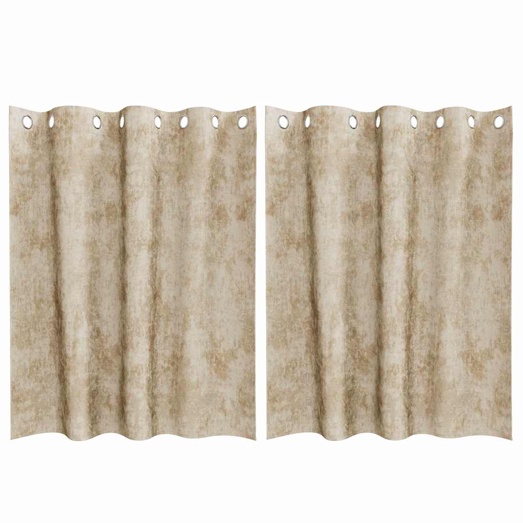 vidaXL Zasłony z weluru z zasłonami 2 pcs Kremowy 140 x 140 cm Aksamit