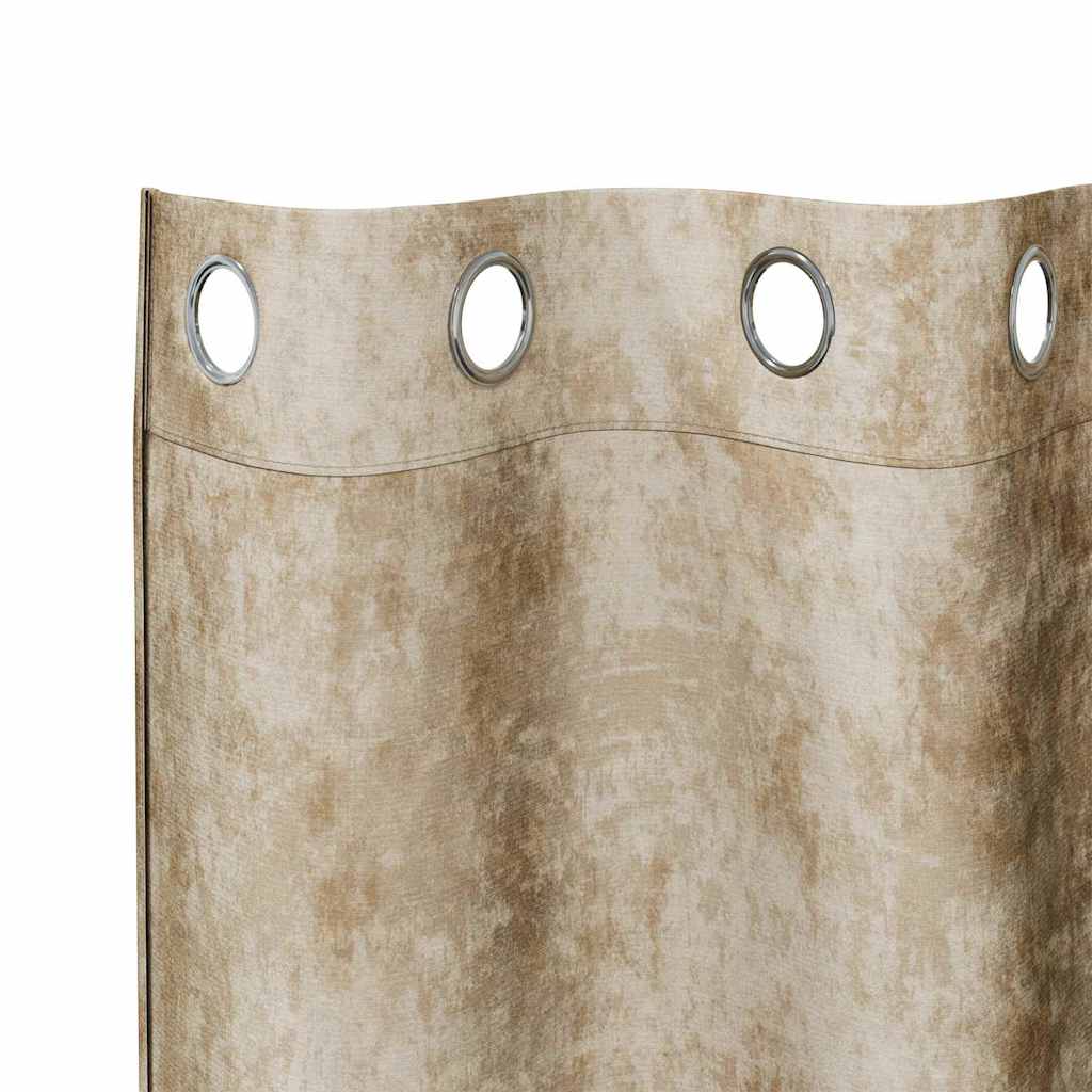 vidaXL Zasłony z weluru z zasłonami 2 pcs Kremowy 175 x 140 cm Aksamit